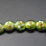 20pcs 16x14x10mm Olive Green Lampwork Glass Flower Beads for Jewelry Making