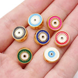 10pcs Alloy Evil Eye Spacer Enamel Beads for Jewelry Making
