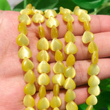 Pink Moonstone Cat Eye Beads 8mm Heart Smooth Loose Spacer Beads