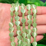 Pink Moonstone Cat Eye Beads 8mm Heart Smooth Loose Spacer Beads