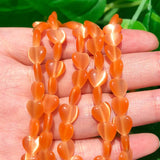 Pink Moonstone Cat Eye Beads 8mm Heart Smooth Loose Spacer Beads