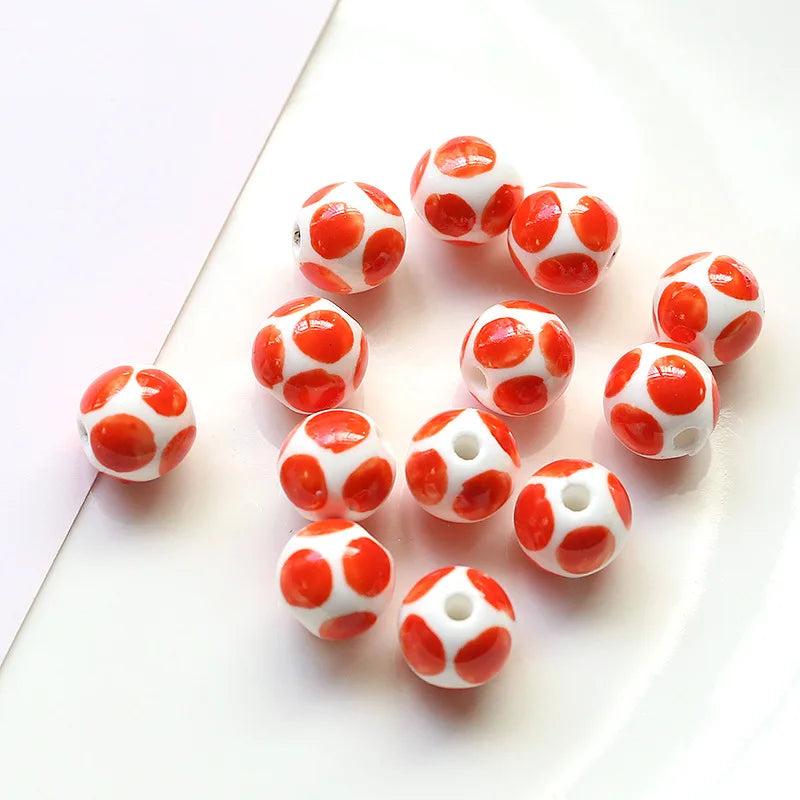 Hand-painted Flower Ceramic Beads 10pcs/lot for Jewelry Making DIY