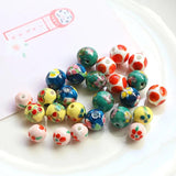 Hand-painted Flower Ceramic Beads 10pcs/lot for Jewelry Making DIY