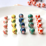 Hand-painted Flower Ceramic Beads 10pcs/lot for Jewelry Making DIY
