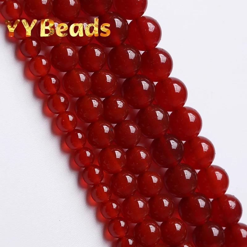 Natural Red Agates Beads Round Loose Beads for Jewelry Making DIY 4-12mm