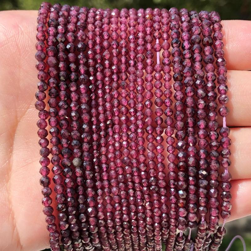 Natural Faceted Purple Garnet Stone Beads Round Spacer Beads for Jewelry Making