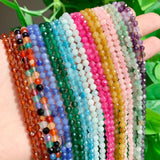 Natural Faceted Purple Garnet Stone Beads Round Spacer Beads for Jewelry Making