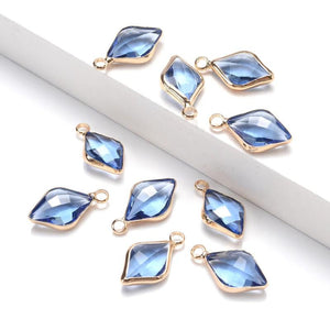 10pcs Geometric Crystal Leaf Birthstone Charms Pendants DIY Necklace Jewelry