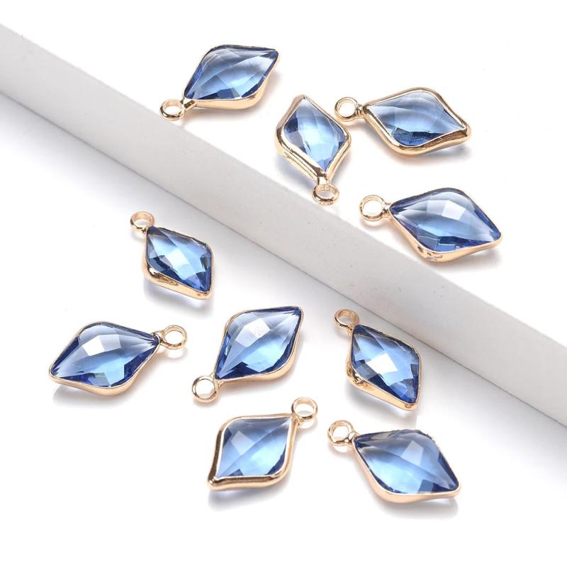 10pcs Geometric Crystal Leaf Birthstone Charms Pendants DIY Necklace Jewelry