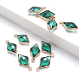 10pcs Geometric Crystal Leaf Birthstone Charms Pendants DIY Necklace Jewelry