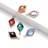 10pcs Geometric Crystal Leaf Birthstone Charms Pendants DIY Necklace Jewelry