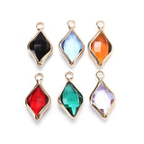 10pcs Geometric Crystal Leaf Birthstone Charms Pendants DIY Necklace Jewelry