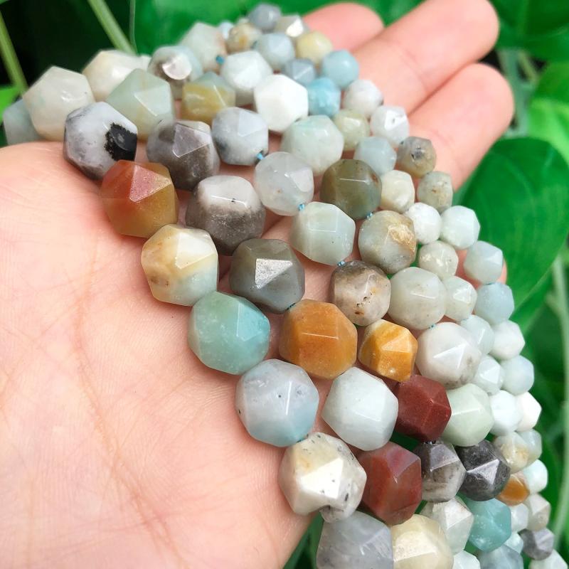 Faceted Amazonite Stone Beads Round Spacer 6-10mm 15''