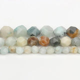 Faceted Amazonite Stone Beads Round Spacer 6-10mm 15''