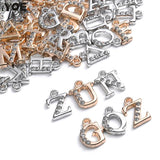 26pcs A-Z Mix Letter Charms Metal Crystal Alphabet Pendant DIY Bracelet Necklace