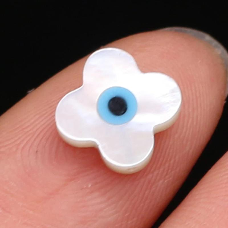 Mother of Pearl Shell Evil Eye Pendant Flower Shape Beads