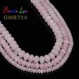 Rose Quartz Pink Crystal Rondelle Spacer Loose Beads 15''