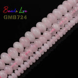 Rose Quartz Pink Crystal Rondelle Spacer Loose Beads 15''