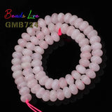 Rose Quartz Pink Crystal Rondelle Spacer Loose Beads 15''
