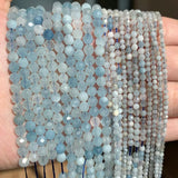 Aquamarines Bead Faceted Natural Stone Round Loose Beads 2/3/4mm