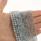 Aquamarines Bead Faceted Natural Stone Round Loose Beads 2/3/4mm