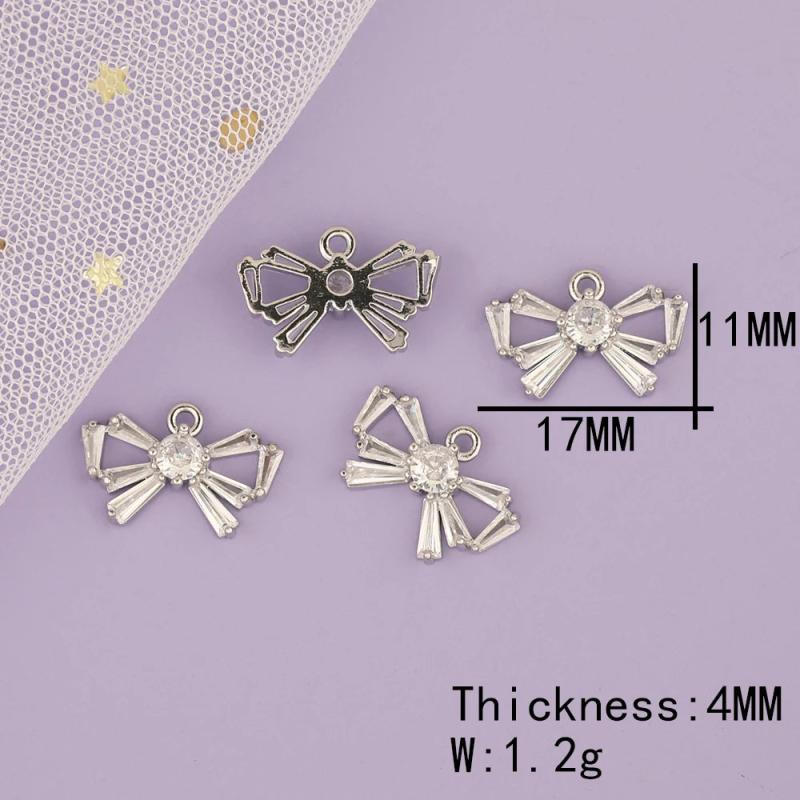 4Pcs CZ Charms Rhodium Jewelry Accessories DIY Findings