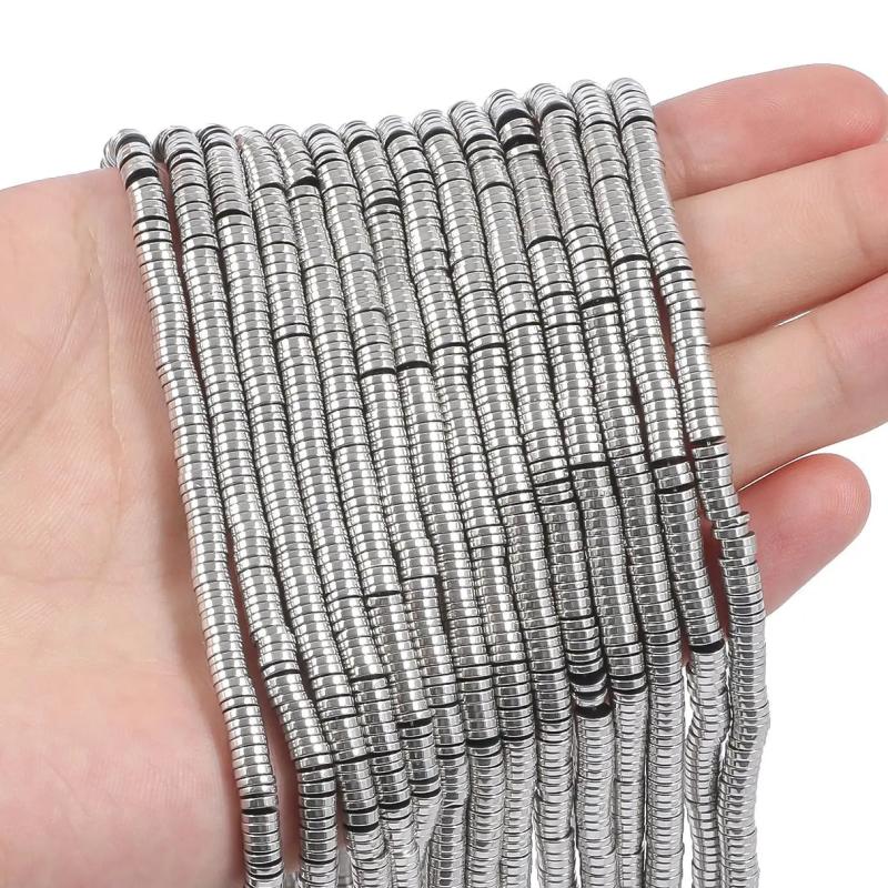 2/3/4mm Hematite Beads Flat Disc Gasket Natural Stone Loose Beads