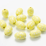 10Pcs Easter Eggs Flowers Wooden Beads DIY Kids Toys Bracelet Crafts