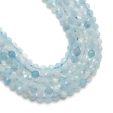 2-4mm Natural Faceted Round Aquamarines Loose Spacer Beads for Jewelry Making