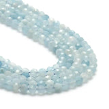 2-4mm Natural Faceted Round Aquamarines Loose Spacer Beads for Jewelry Making
