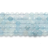 2-4mm Natural Faceted Round Aquamarines Loose Spacer Beads for Jewelry Making