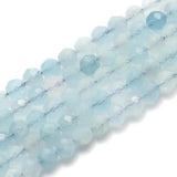 2-4mm Natural Faceted Round Aquamarines Loose Spacer Beads for Jewelry Making