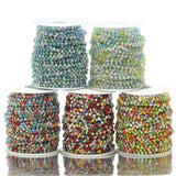 1M Stainless Steel Glass Beaded Chain 3.5mm Crystal Rosary Chains DIY Jewelry