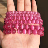 Fuschia Cat Eye Stone Round Beads 4-10mm Glass String Loose Opal DIY Charm Beads