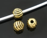 200PCs Zinc Based Alloy Spacer Beads Ball Antique Stripe Carved Jewelry