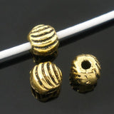 200PCs Zinc Based Alloy Spacer Beads Ball Antique Stripe Carved Jewelry