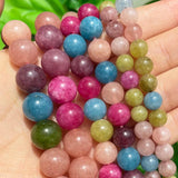 6 8 10mm Colorful Tourmaline Jades Loose Stone Beads Round Spacer Beads