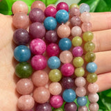 6 8 10mm Colorful Tourmaline Jades Loose Stone Beads Round Spacer Beads