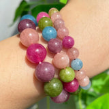 6 8 10mm Colorful Tourmaline Jades Loose Stone Beads Round Spacer Beads