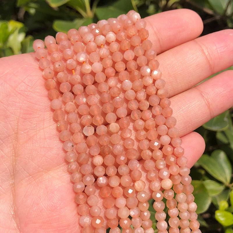 2-3-4mm Natural Sunstone Beads Micro Faceted A+ Loose Beads Jewelry Making