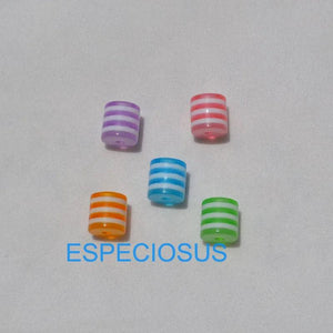 100pcs DIY Fringe Beads 8MM Cylinder Shap Transparent Resin Stripe Bead