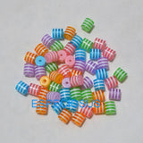 100pcs DIY Fringe Beads 8MM Cylinder Shap Transparent Resin Stripe Bead