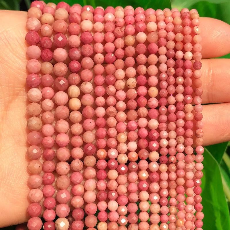 Faceted Red Rhodonite Stone Beads for Jewelry Making 15''