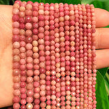 Faceted Red Rhodonite Stone Beads for Jewelry Making 15''