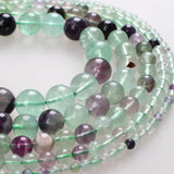 Mixed Fluorite Stone Round Loose Beads 4 6 8 10 12mm For DIY Bracelets Necklace