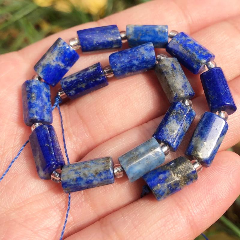 Lapis Lazuli Cylinder Spacer Beads for Jewelry Making 7.5''