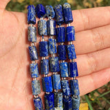 Lapis Lazuli Cylinder Spacer Beads for Jewelry Making 7.5''