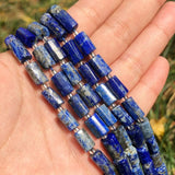 Lapis Lazuli Cylinder Spacer Beads for Jewelry Making 7.5''