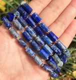Lapis Lazuli Cylinder Spacer Beads for Jewelry Making 7.5''