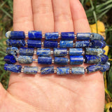 Lapis Lazuli Cylinder Spacer Beads for Jewelry Making 7.5''